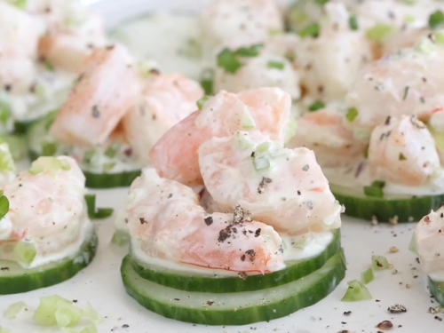 shrimp salad on cucumber slices recipe