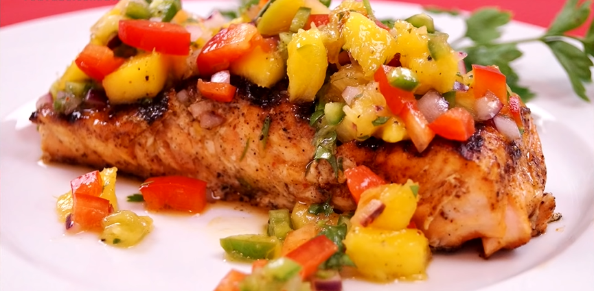 southwestern maple glazed salmon with pineapple salsa recipe