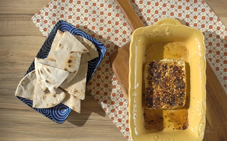 spicy baked feta (feta psiti) recipe