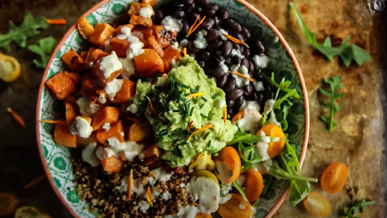 spicy sweet potato and green rice burrito bowls recipe