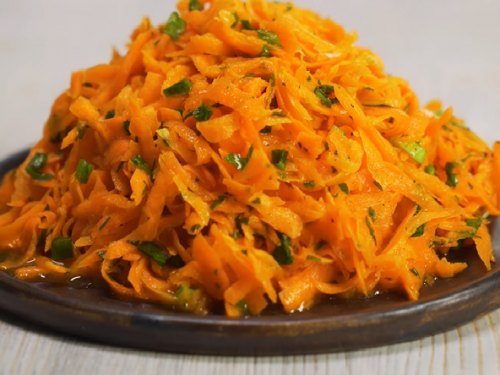 spiralized carrot salad with lemon and dijon recipe