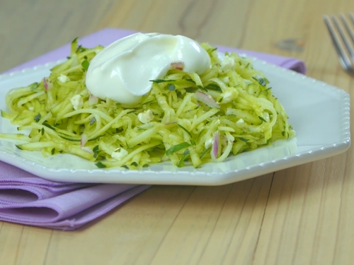 zucchini salad with feta, walnuts and dill recipe