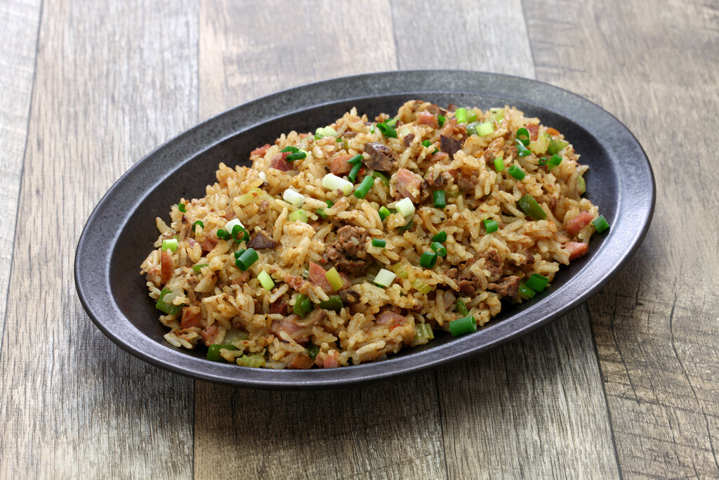 Cajun Rice Recipe (Popeyes Copycat), homemade cajun rice filled with chicken gizzards, ground beef, and spices