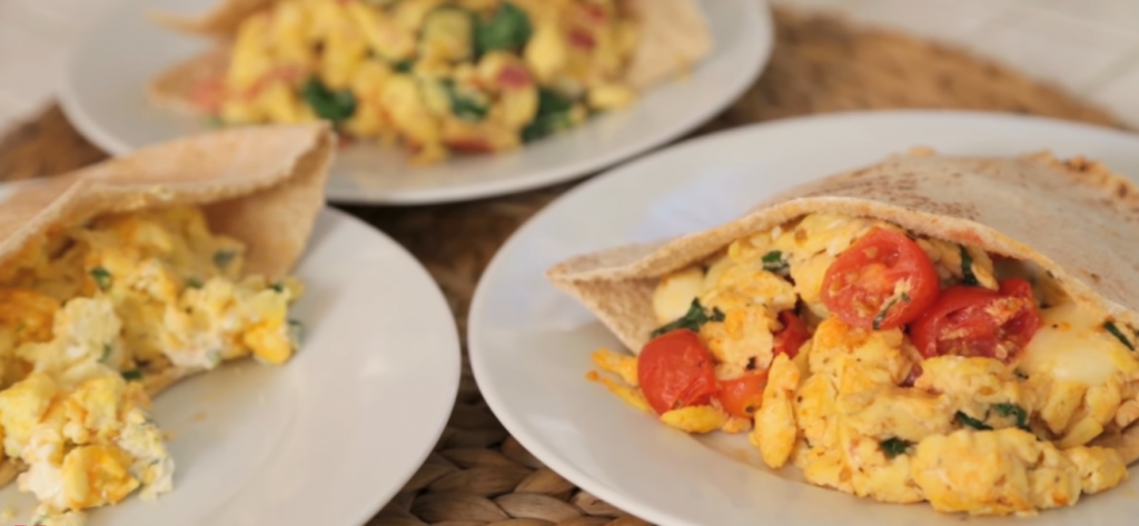 breakfast pitas with chicken sausage recipe