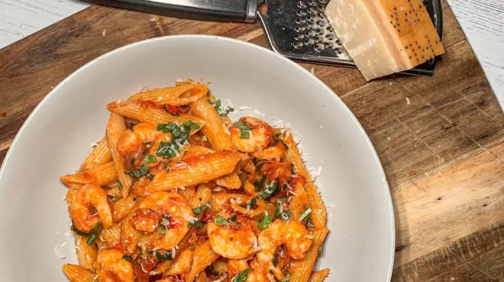 shrimp penne with spicy tomato sauce recipe