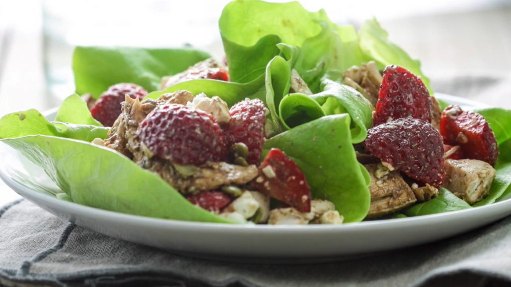 strawberry balsamic chicken salad wraps recipe