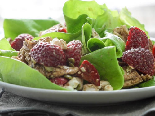 strawberry balsamic chicken salad wraps recipe