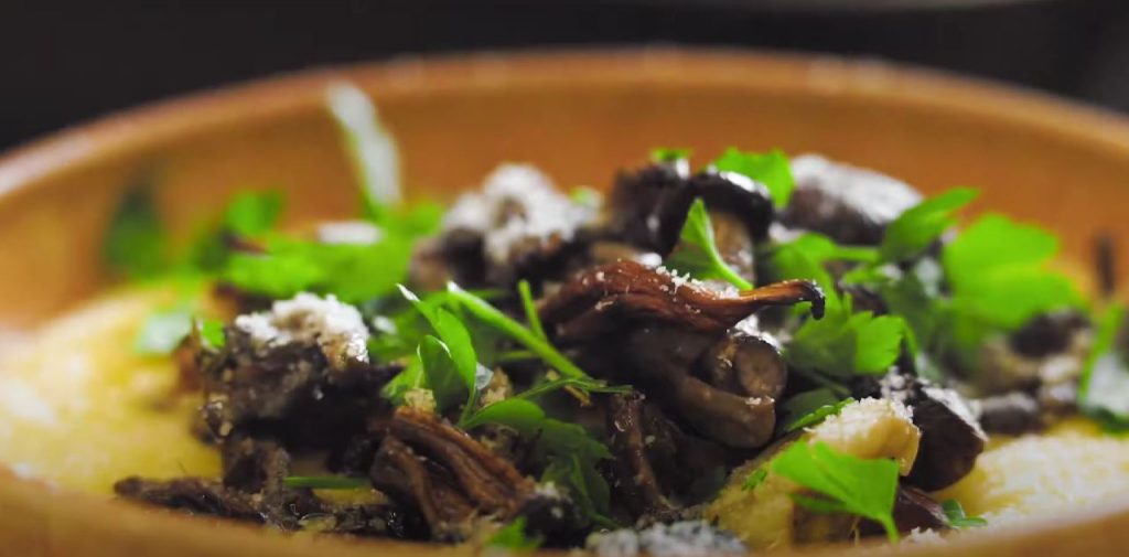 polenta gratin with spinach and wild mushrooms recipe