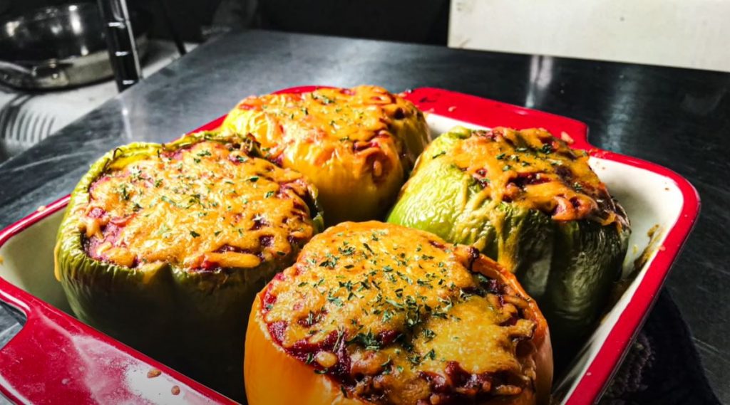 stuffed yellow peppers with scallion pilaf recipe