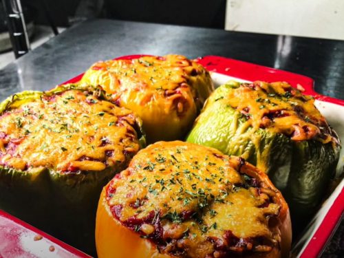 stuffed yellow peppers with scallion pilaf recipe